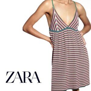 Zara Striped Knit Multicolour Mini Dress